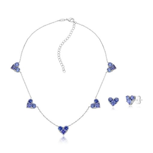 Conjunto de coração tanzanita