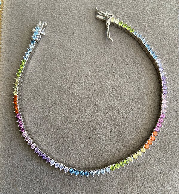 Pulseira riviera  três garras colorida