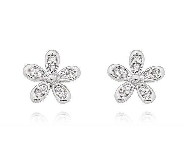 Brinco de flor na prata