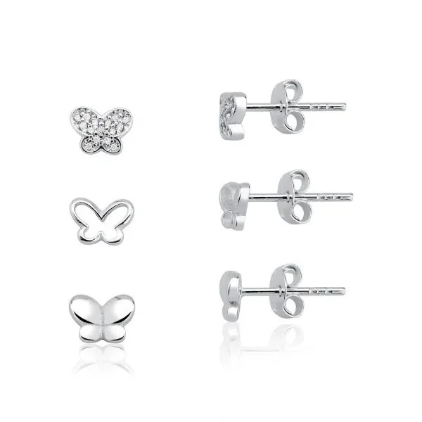 Trio de borboleta na prata