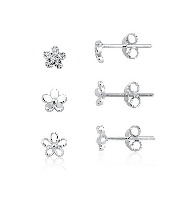 Trio de flor na prata