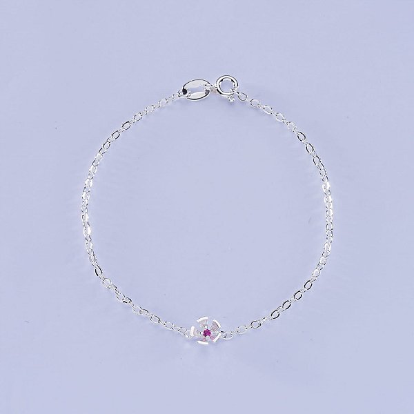 Pulseira flor infantil na prata