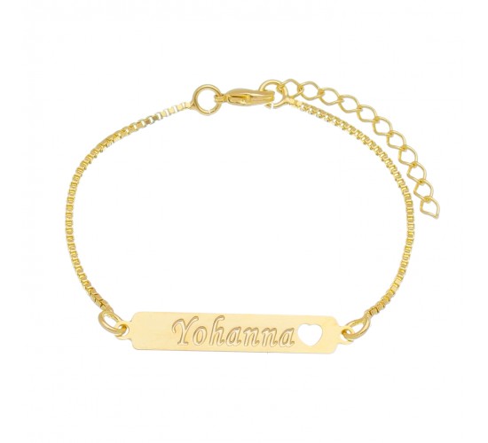 Pulseira personalizada de nome com coração