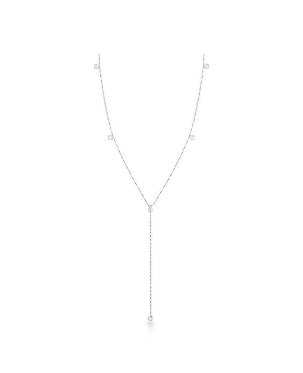 Colar gravata com ponto de luz na prata