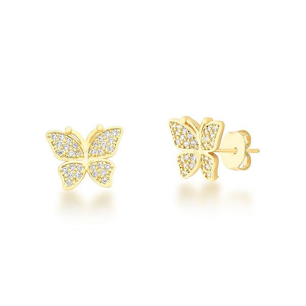 Brinco de borboleta cravejado