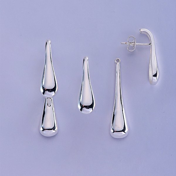 Brinco de gotas na prata