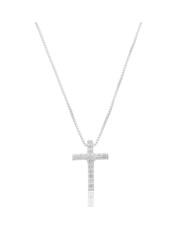 Colar de cruz cravejada na prata
