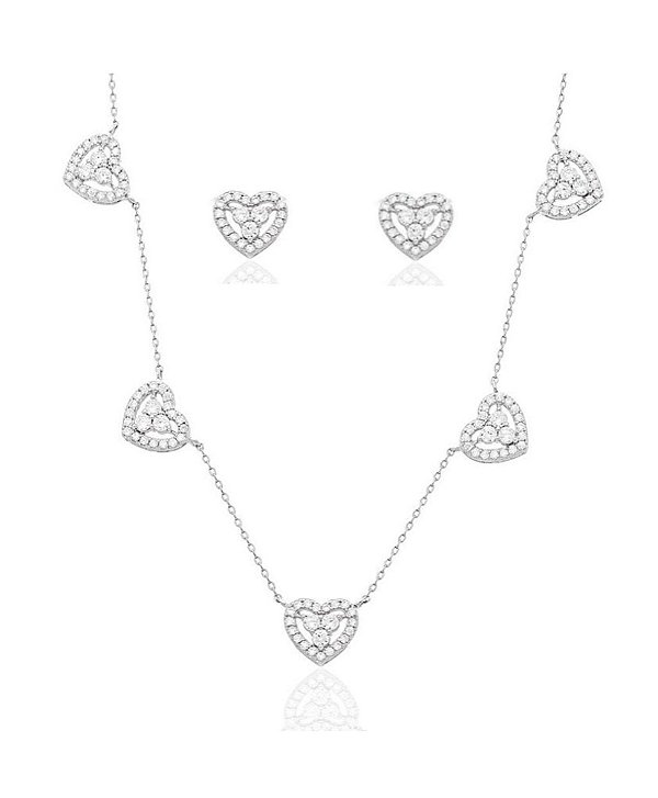 Conjunto de coração com zircônias cristais