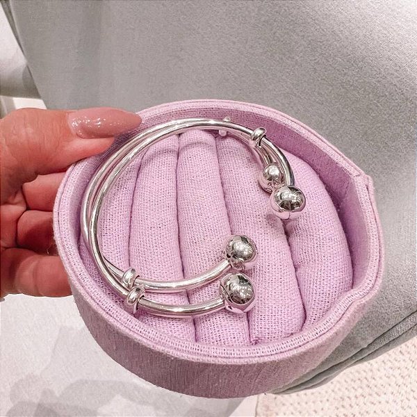 Bracelete maleável na prata