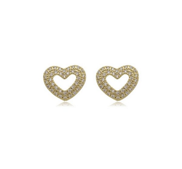 Brinco de coração cravejado