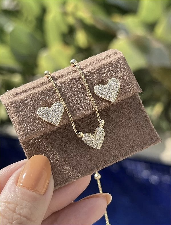 Conjunto de coração dourado