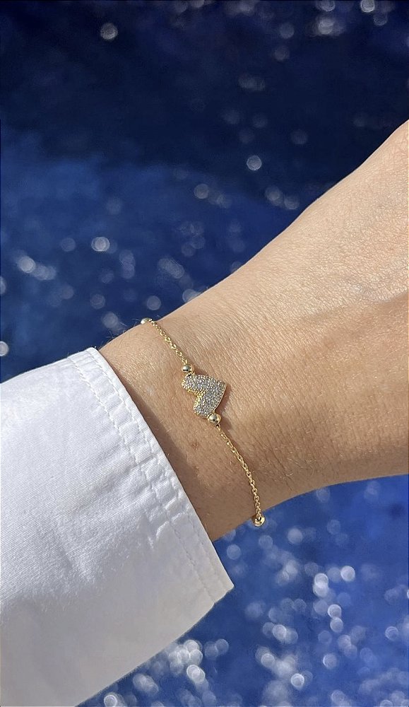 Pulseira de coração dourado