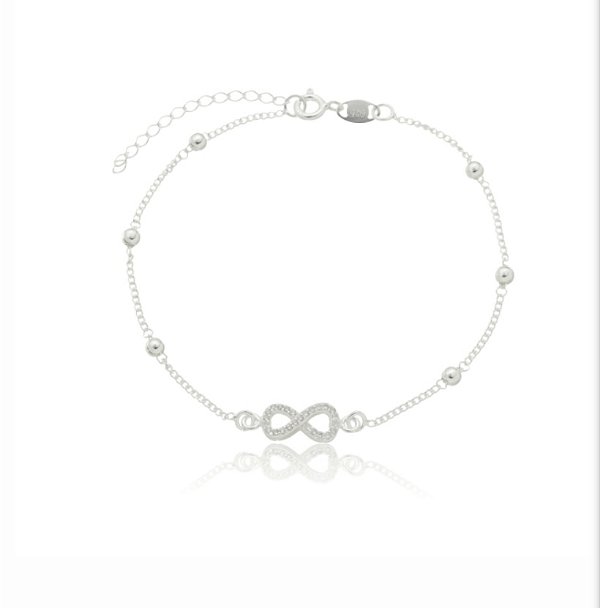 Pulseira infinito cravejado na prata 925