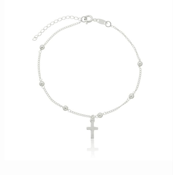 Pulseira de cruz na prata