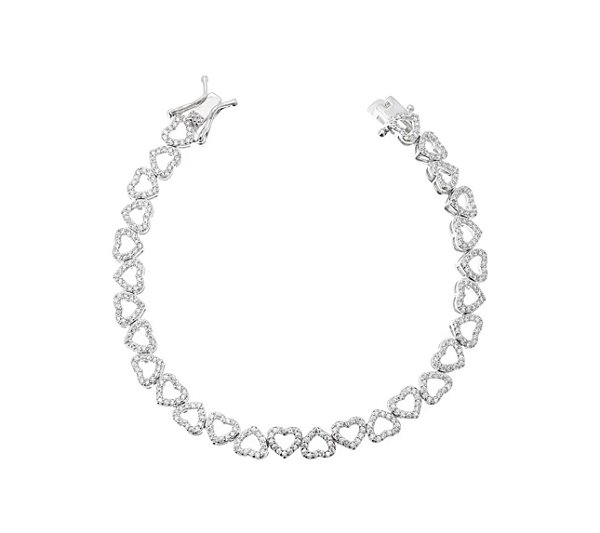 Pulseira riviera de corações cristais