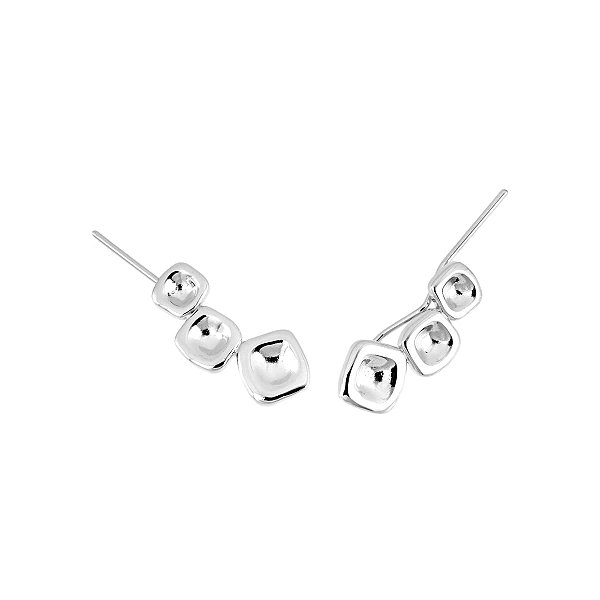 Brinco ear cuff orgânico na prata
