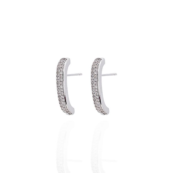 Brinco ear hook duas fileiras cravejadas