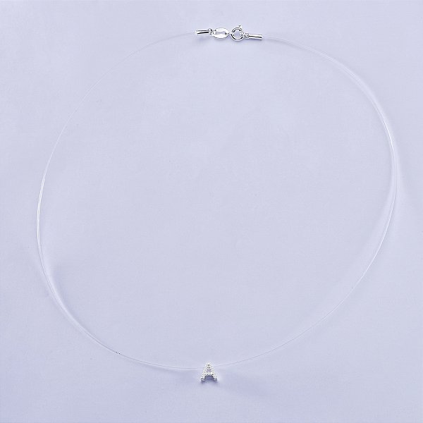 Colar de nylon com letra na prata 925 (escolha a letra)