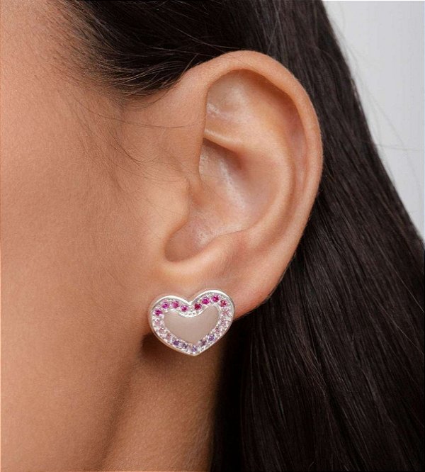 Brinco de coração na prata