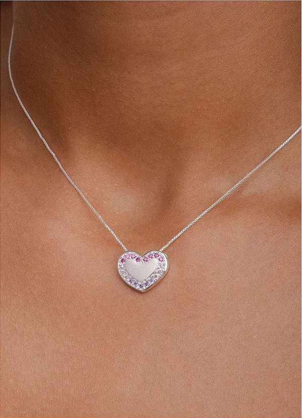 Colar de coração na prata