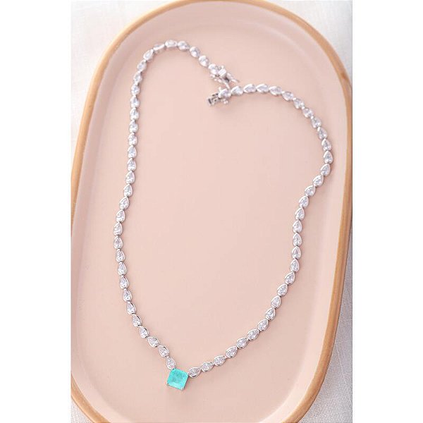 Colar riviera de gota com quadrado colombiana