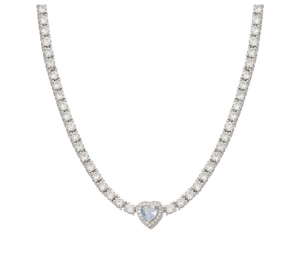 Colar riviera quatro pontas com coração tanzanita