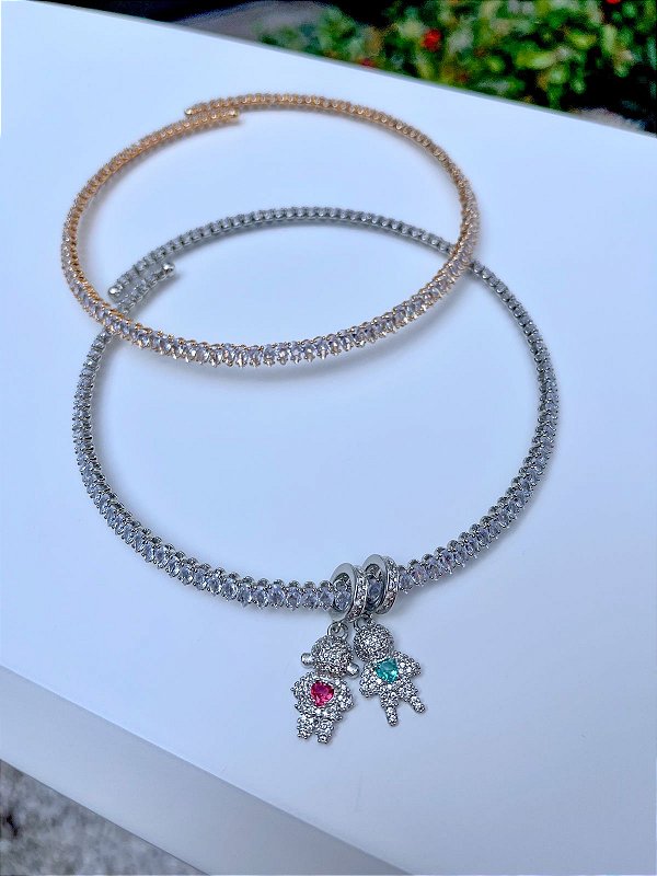 Choker de riviera em aro maleável