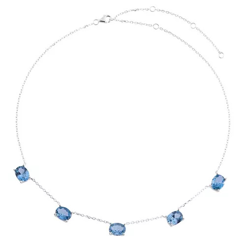 Choker Oval Aquamarine na prata