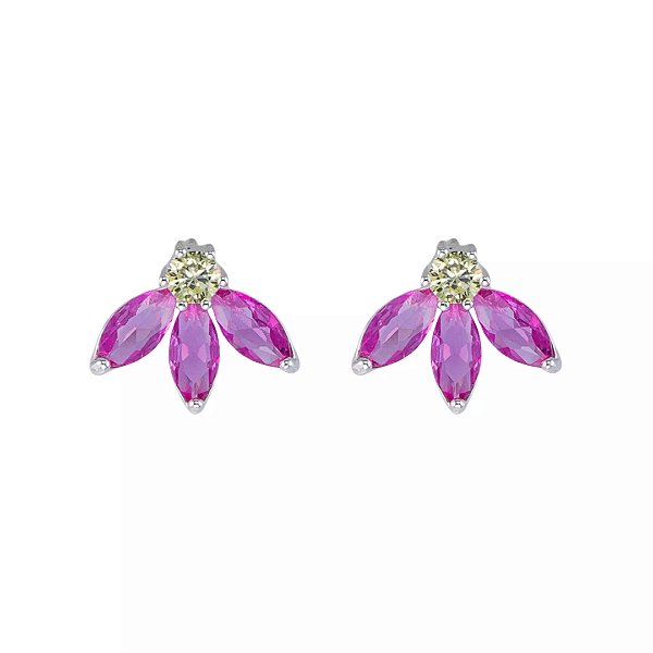 Brinco Flor Três Petalas na prata