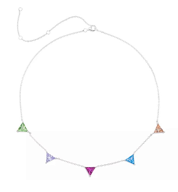 Choker triângulo Colorida na prata