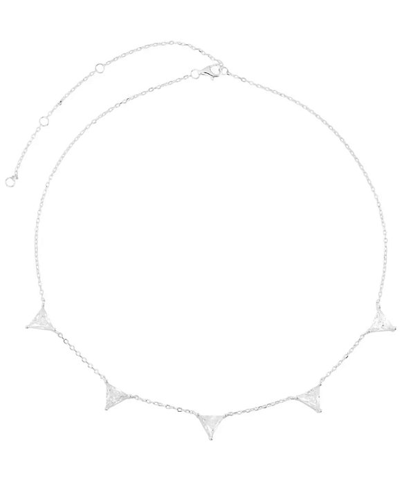 Choker triângulo cristal na prata