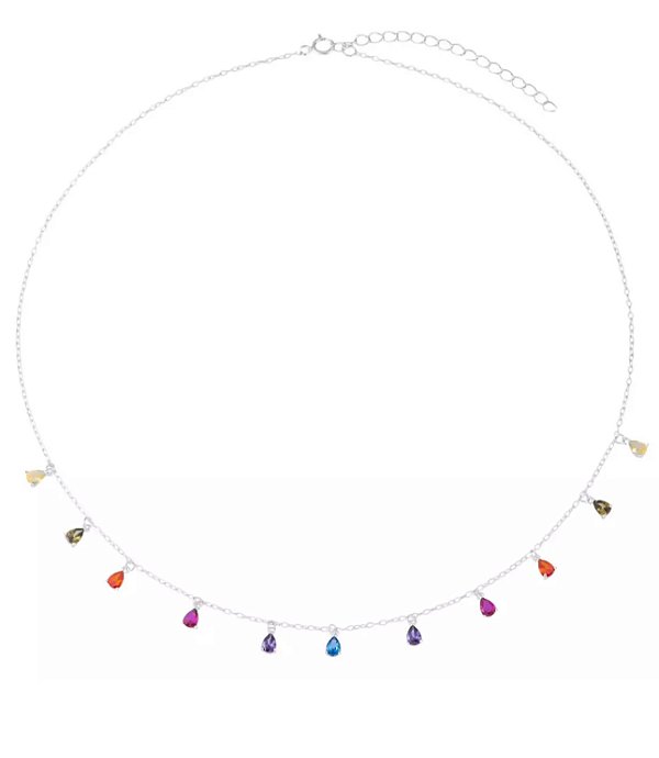 Choker Gotinhas Coloridas na prata