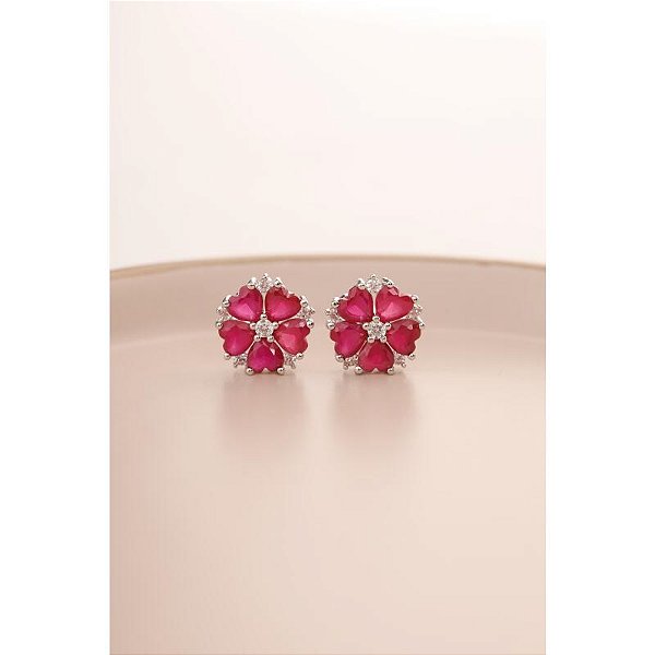 Brinco de flor rubi
