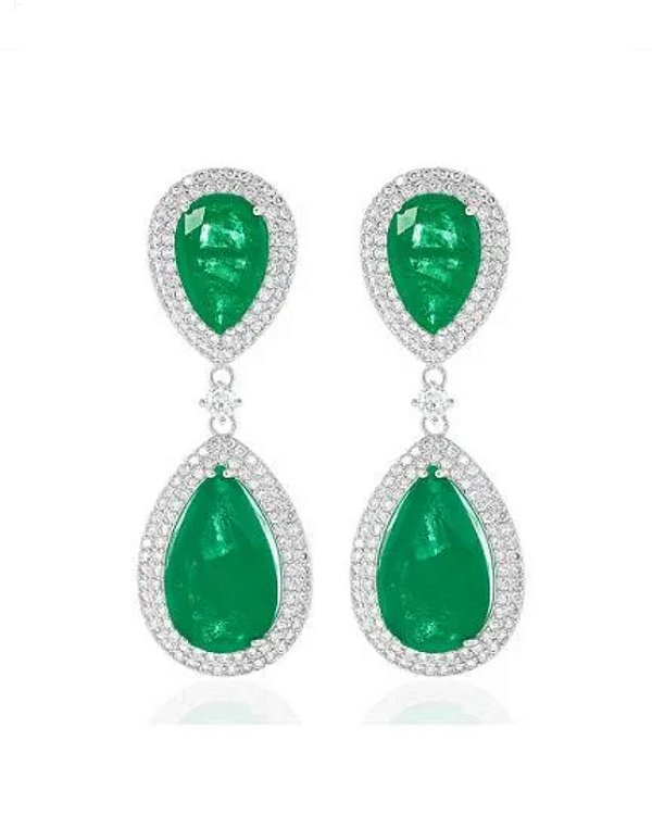 Brinco gota esmeralda
