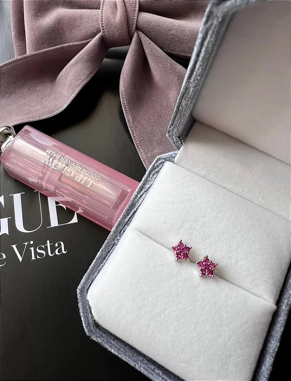 Brinco em formato de flor pink