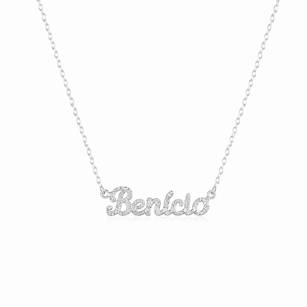 Colar personalizado de nome cravejado na prata 925
