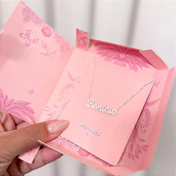 Colar personalizado de nome cravejado na prata 925