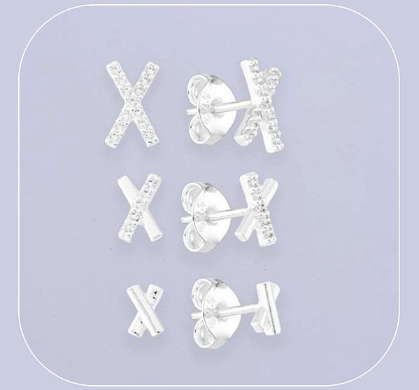 Trio de x na prata 925