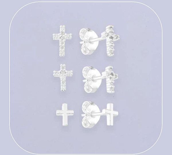 Trio de cruz na prata 925