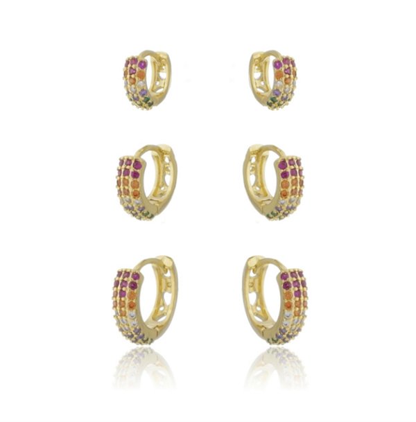 Trio de argolas coloridas