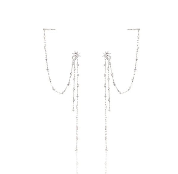 Brinco ear chain flor