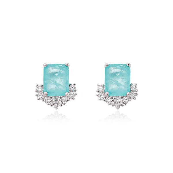 Brinco retangular com cravejado embaixo colômbiana