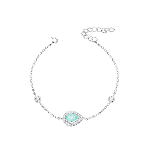 Pulseira gota cravejada acqua, esmeralda,cristal, colombiana ou tanzanita (esolha a cor)