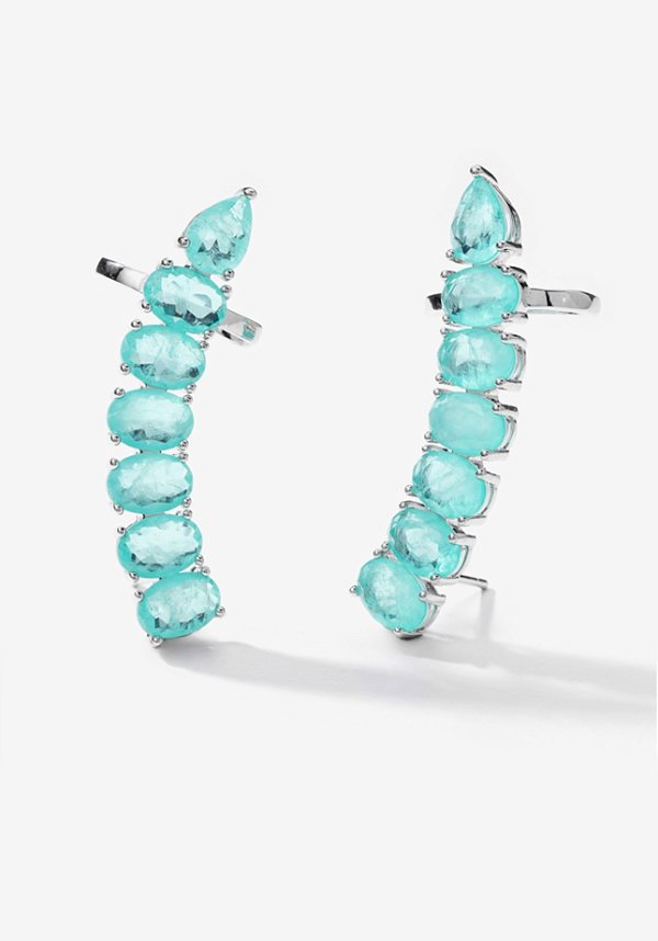 Brinco ear cuff seis ovais com gota invertidana ponta colombiana