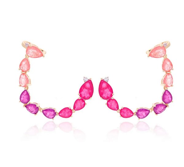 Brinco ear chain pink