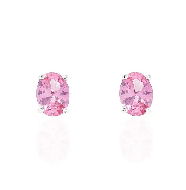 Brinco oval 6x8 pink