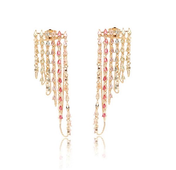 Brinco ear cuff de franja colorida