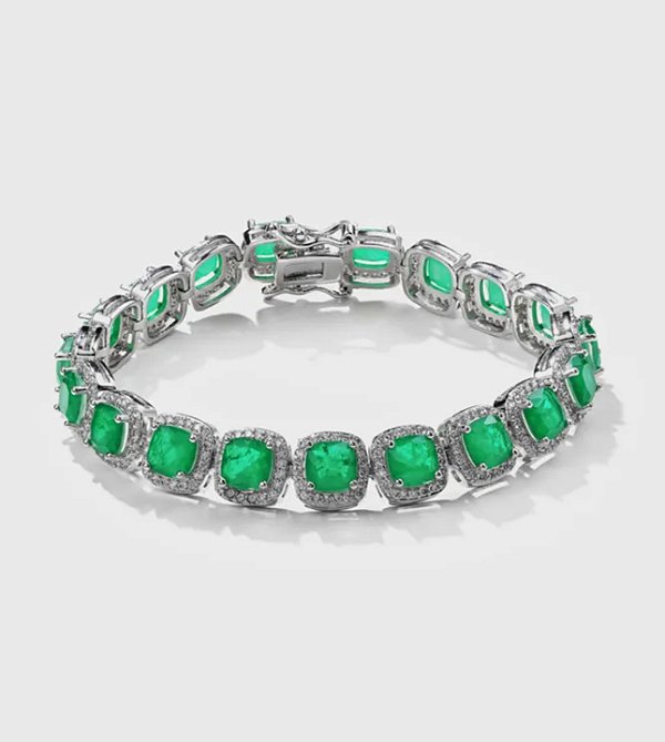 Pulseira riviera quadrada esmeralda