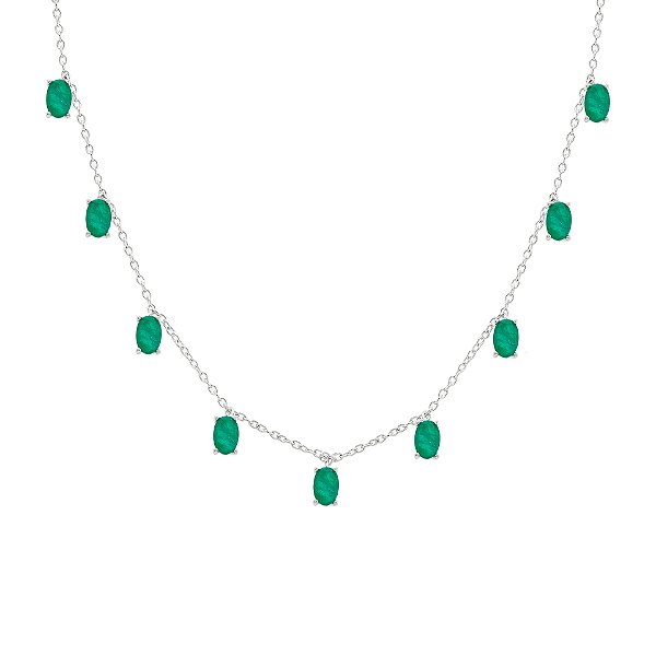 Colar com pedra penduradas esmeralda na prata 925