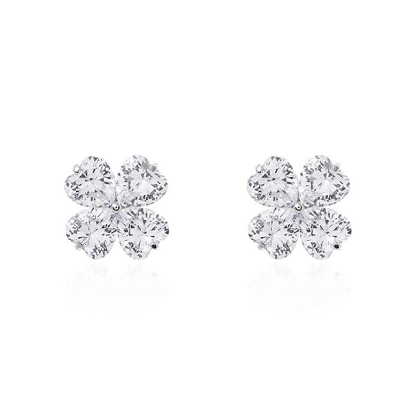 Brinco de trevo cristal na prata 925 (escolha o tamanho)